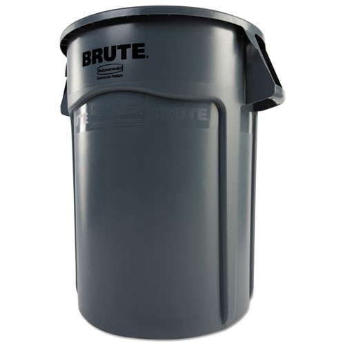 Image of Vented Round Brute Container, 44 gal, Plastic, Gray