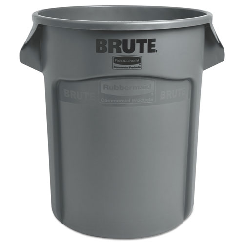 Round Brute Container, Plastic, 20 gal, Gray