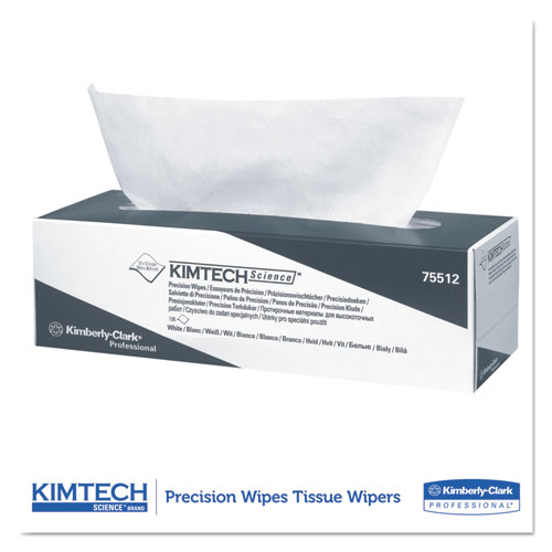 Precision Wipers, POP-UP Box, 1-Ply, 11.8 x 11.8, Unscented, White, 196/Box, 15 Boxes/Carton