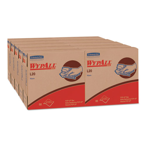 Image of Wypall® L20 Towels, Pop-Up Box, 4-Ply, 9.1 X 16.8, Unscented, White, 88/Box, 10 Boxes/Carton