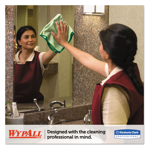 Image of Wypall® Microfiber Cloths, Reusable, 15.75 X 15.75, Green, 24/Carton