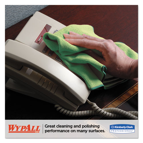 Image of Wypall® Microfiber Cloths, Reusable, 15.75 X 15.75, Green, 6/Pack