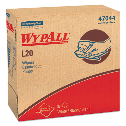 WypAll® L20 Towels, 1/4 Fold, 4-Ply, 12.5 x 13, White, 68/Pack, 12/Carton
