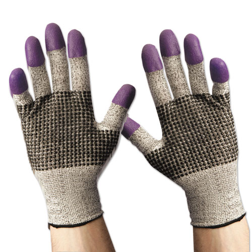 Image of G60 Purple Nitrile Gloves, 240mm Length, Large/Size 9, Black/White, 12 Pairs/Carton