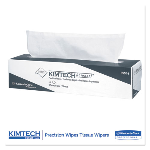 Image of Kimtech™ Precision Wipers, Pop-Up Box, 2-Ply, 14.7 X 16.6, Unscented, White, 92/Box, 15 Boxes/Carton