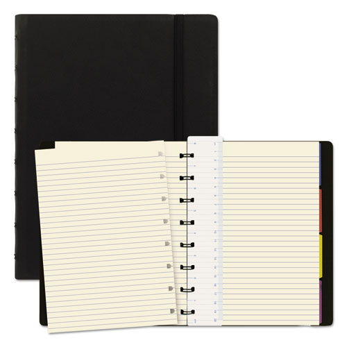 Filofax® Notebook, 1-Subject, Medium/College Rule, Black Cover, (112) 8.25 X 5.81 Sheets