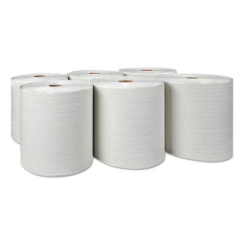 Essential Plus Hard Roll Towels, 1.5" Core, 8" x 600 ft, White, 6 Rolls/Carton