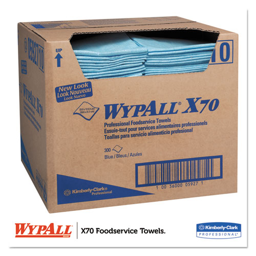 X70 Foodservice Towels, 1/4 Fold, 12 1/2 x 23 1/2, Blue, 300/Carton