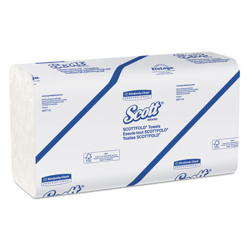 Pro Scottfold Towels, 1-Ply, 9.4 x 12.4, White, 175 Towels/Pack, 25 Packs/Carton