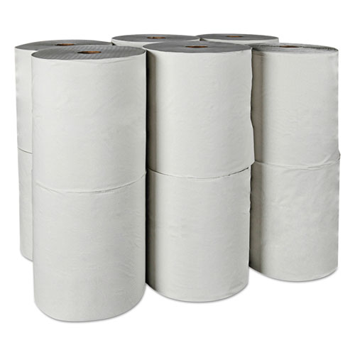 Essential 100% Recycled Fiber Hard Roll Towel, 1-Ply, 8" x 800 ft, 1.5" Core, White, 12 Rolls/Carton