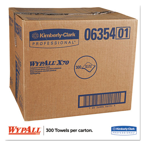X70 Wipers, 1-Ply, 12.5 x 23.2, Red, 300/Carton