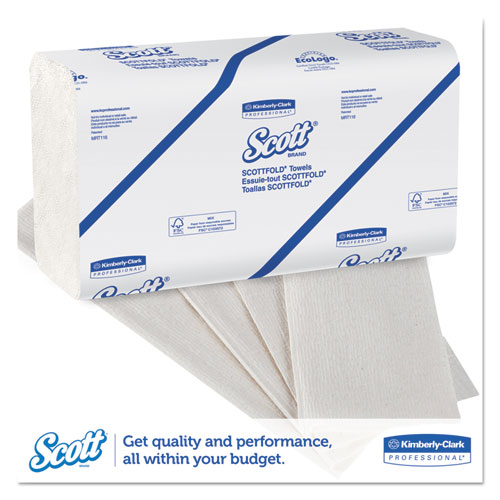 Image of Pro Scottfold Towels, 1-Ply, 9.4 x 12.4, White, 175 Towels/Pack, 25 Packs/Carton