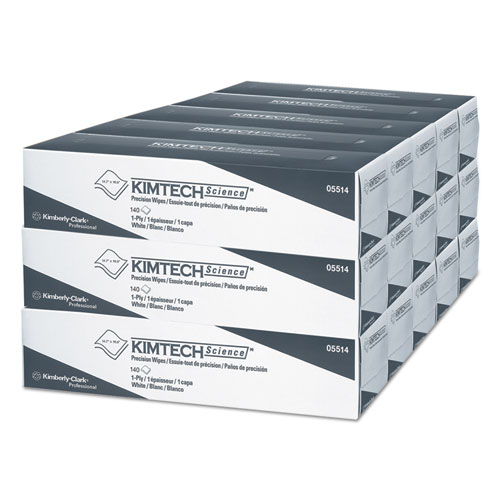 Image of Kimtech™ Precision Wiper, Pop-Up Box, 1-Ply, 14.7 X 16.6, Unscented, White, 144/Box, 15 Boxes/Carton