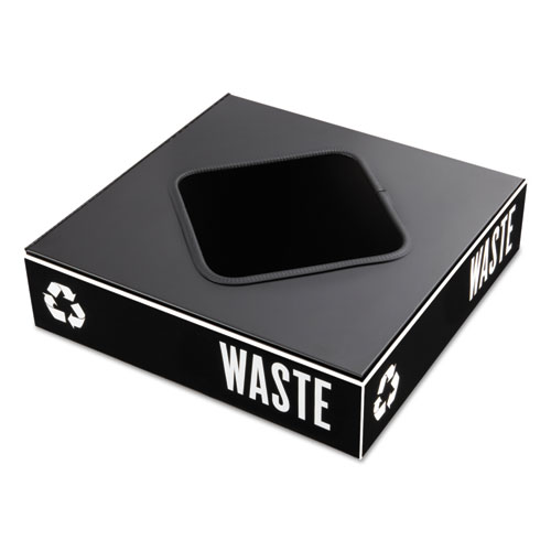 Image of Public Square Recycling Container Lid, Square Opening, 15.25w x 15.25d x 2h, Black