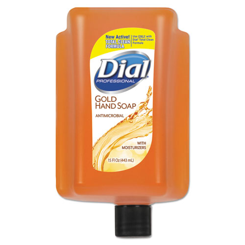 Dial® Antimicrobial Liquid Soap, 15 oz Refill Cartridge, Refreshing Clean, 6/Carton