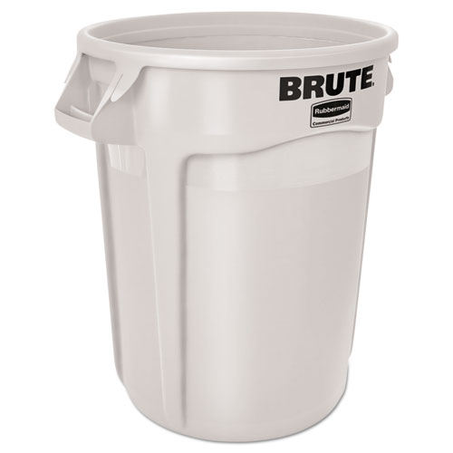 Image of Rubbermaid® Commercial Vented Round Brute Container, 32 Gal, Plastic, White