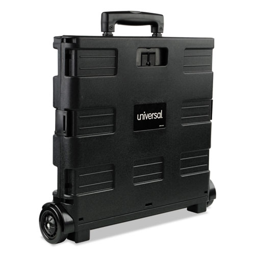 Image of Universal® Collapsible Mobile Storage Crate, Plastic, 18.25 X 15 X 18.25 To 39.37, Black