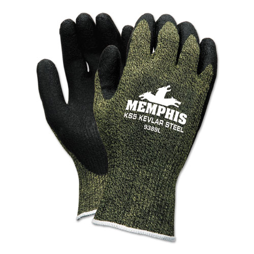 MCR™ Safety KS-5 Latex Dip Gloves, 13 gauge, Green/Black, Large