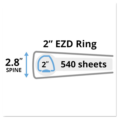 Durable View Binder with DuraHinge and EZD Rings, 3 Rings, 2" Capacity, 11 x 8.5, Black
