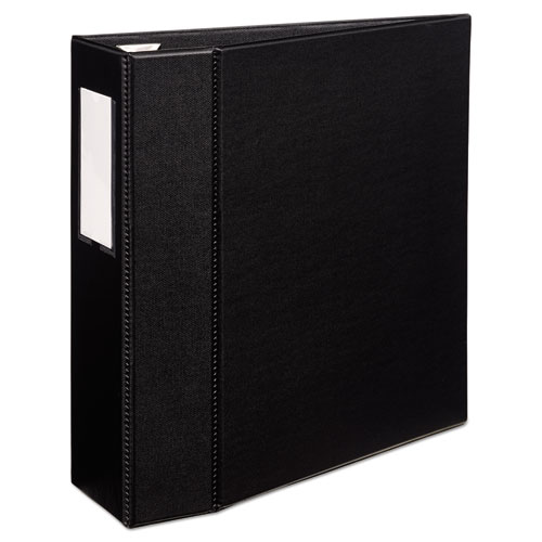 Image of Heavy-Duty Non-View Binder with DuraHinge, Three Locking One Touch EZD Rings and Spine Label, 4" Capacity, 11 x 8.5, Black