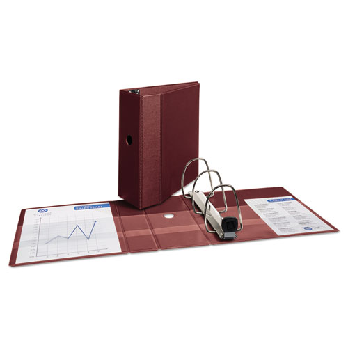 Image of Heavy-Duty Non-View Binder with DuraHinge, Three Locking One Touch EZD Rings and Thumb Notch, 5" Capacity, 11 x 8.5, Maroon