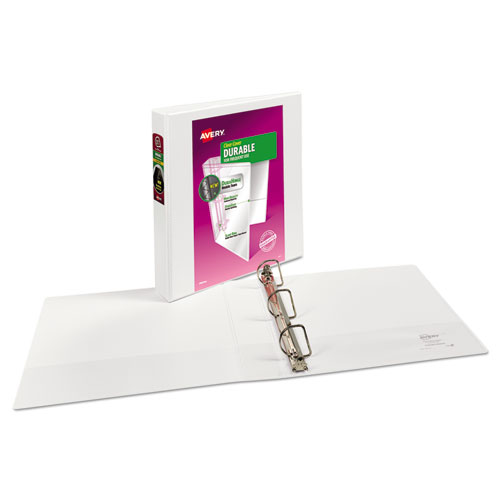 Image of Avery® Durable View Binder With Durahinge And Slant Rings, 3 Rings, 1.5" Capacity, 11 X 8.5, White