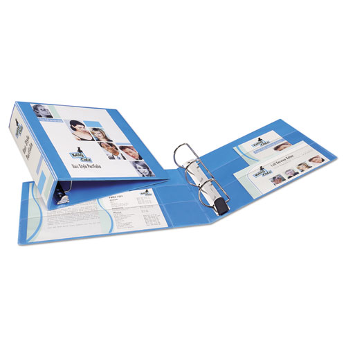 Image of Heavy-Duty Non Stick View Binder with DuraHinge and Slant Rings, 3 Rings, 3" Capacity, 11 x 8.5, Light Blue, (5601)