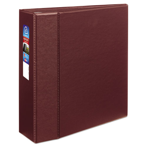 Image of Heavy-Duty Non-View Binder with DuraHinge and Locking One Touch EZD Rings, 3 Rings, 4" Capacity, 11 x 8.5, Maroon