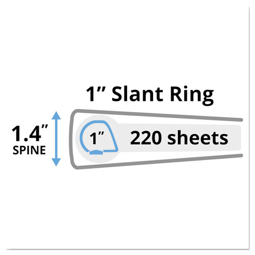 Durable View Binder with DuraHinge and Slant Rings, 3 Rings, 1" Capacity, 11 x 8.5, Blue