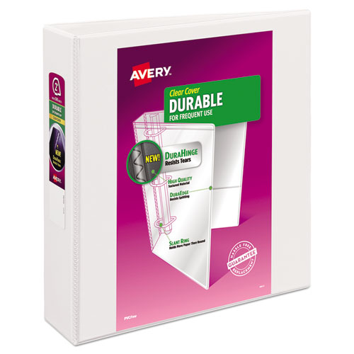 Image of Avery® Durable View Binder With Durahinge And Slant Rings, 3 Rings, 2" Capacity, 11 X 8.5, White