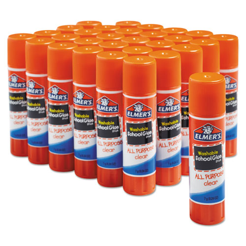 Image of Washable School Glue Sticks, 0.24 oz, Applies and Dries Clear, 30/Box