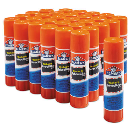 Image of Washable School Glue Sticks, 0.24 oz, Applies and Dries Clear, 30/Box