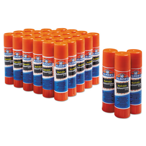 Image of Washable School Glue Sticks, 0.24 oz, Applies Purple, Dries Clear, 30/Box
