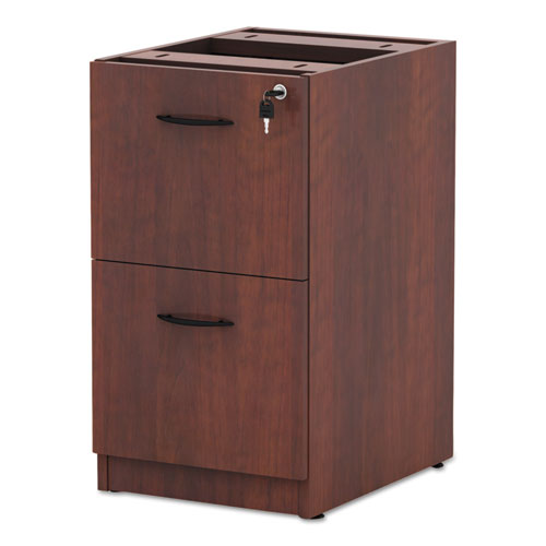 Image of Alera® Valencia Series Full Pedestal File, Left/Right, 2 Legal/Letter-Size File Drawers, Medium Cherry, 15.63" X 20.5" X 28.5"
