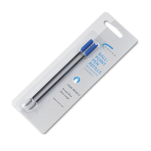 Refill for Cross Ballpoint Pens, Broad Point, Blue Ink, 2/Pack