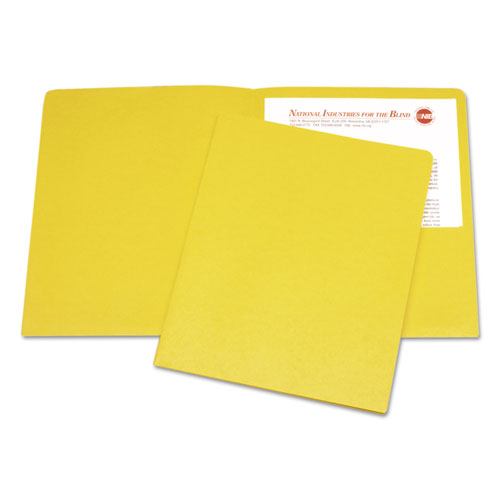 7510015122414 SKILCRAFT Double Pocket Portfolio, Letter Size, Yellow, 25/Box