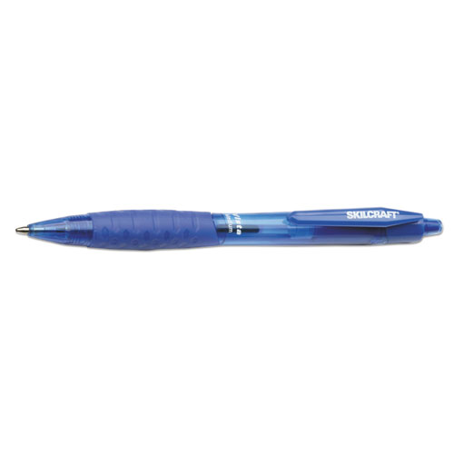 7520014457223 SKILCRAFT VISTA Ballpoint Pen, Retractable, Medium 1 mm, Blue Ink, Translucent Blue Barrel, Dozen