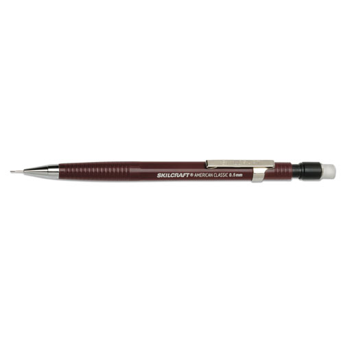 7520016522436 SKILCRAFT American Classic Mechanical Pencil, 0.5 mm, F (#2.5), Black Lead, Burgundy Barrel, Dozen