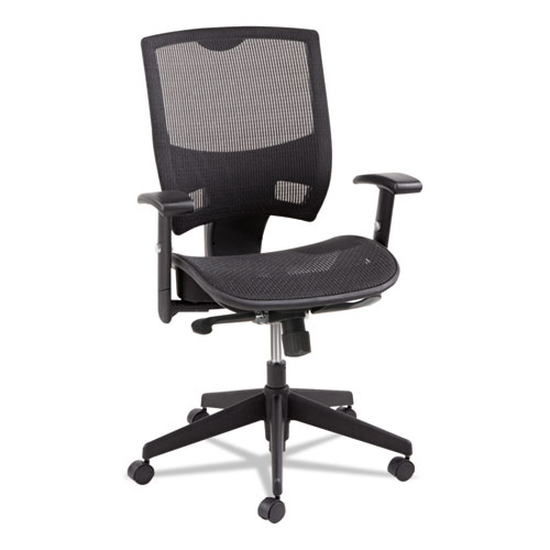 Image of Alera Epoch Series Suspension Mesh Multifunction Chair, Supports Up to 275 lb, 16.25" to 21.06" Seat Height, Black