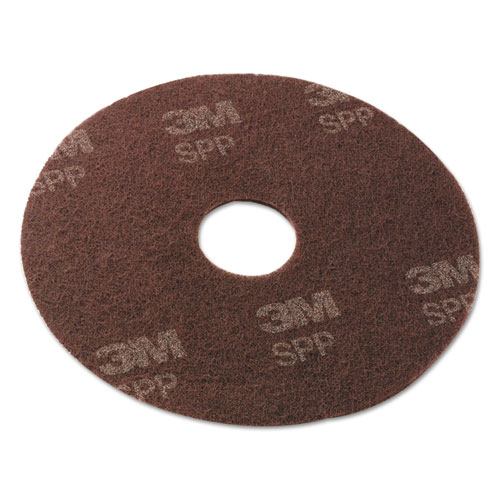 Surface Prep Floor Pads, 14" Diameter, Brown, 10/carton
