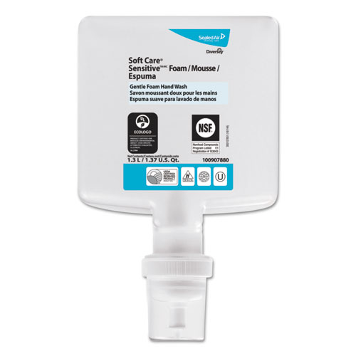 Diversey™ Soft Care Sensitive Foam Handwash, Fragrance-Free, 1.3 L Refill, 6/Carton