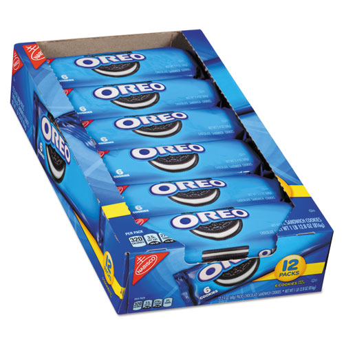 Image of Oreo Cookies Single Serve Packs, Chocolate, 2.4 oz Pack, 6 Cookies/Pack, 12 Packs/Box