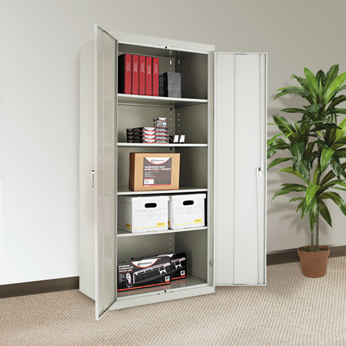 Assembled 78" High Heavy-Duty Welded Storage Cabinet, Four Adjustable Shelves, 36w x 24d, Light Gray