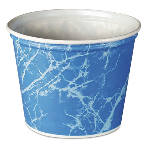 Double Wrapped Paper Bucket, Waxed, Blue Marble, 83oz, 100/carton