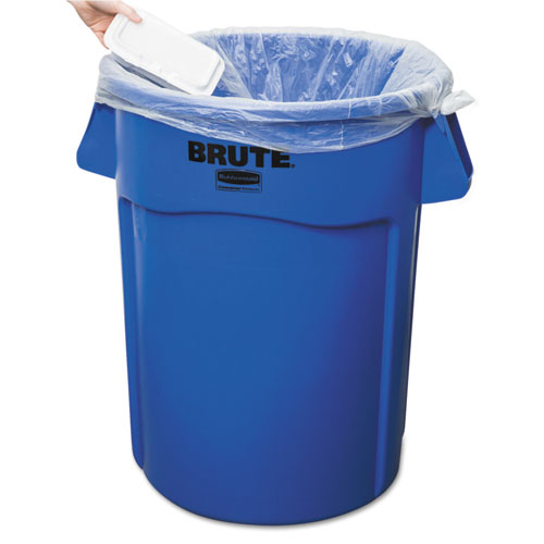 Image of Rubbermaid® Commercial Vented Round Brute Container, 44 Gal, Plastic, Blue