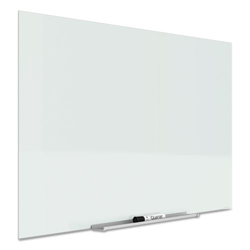 InvisaMount Magnetic Glass Marker Board, Frameless, 39" x 22", White Surface