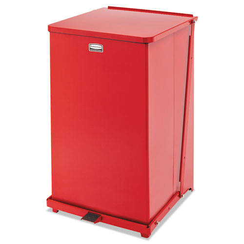 Rubbermaid® Commercial Defenders Square Step Can, 12 gal, Red, 12" Square, 23" High