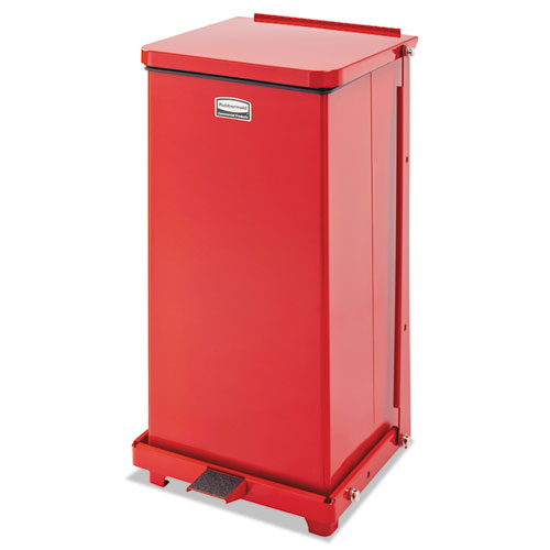 Rubbermaid® Commercial Defenders Square Step Can, 12 gal, Red, 12" Square, 23" High