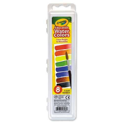 Crayola® Watercolors, 8 Assorted Colors, Palette Tray