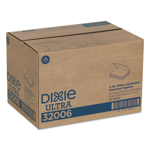 Image of Dixie® Interfold Napkin Refills Two-Ply, 6 1/2" X 9 7/8", White, 6000/Carton
